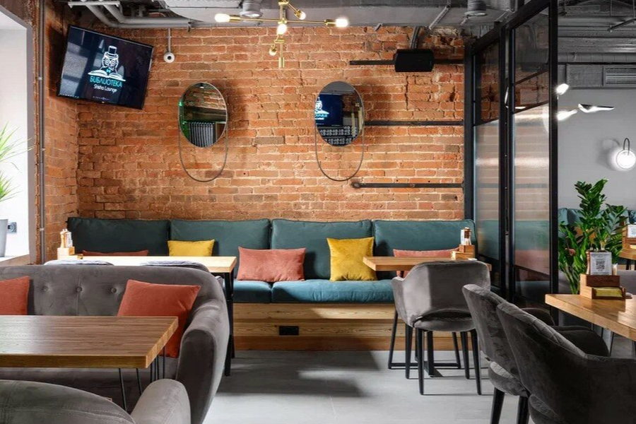 Интерьер кальянный бар Библиотека Shisha Lounge